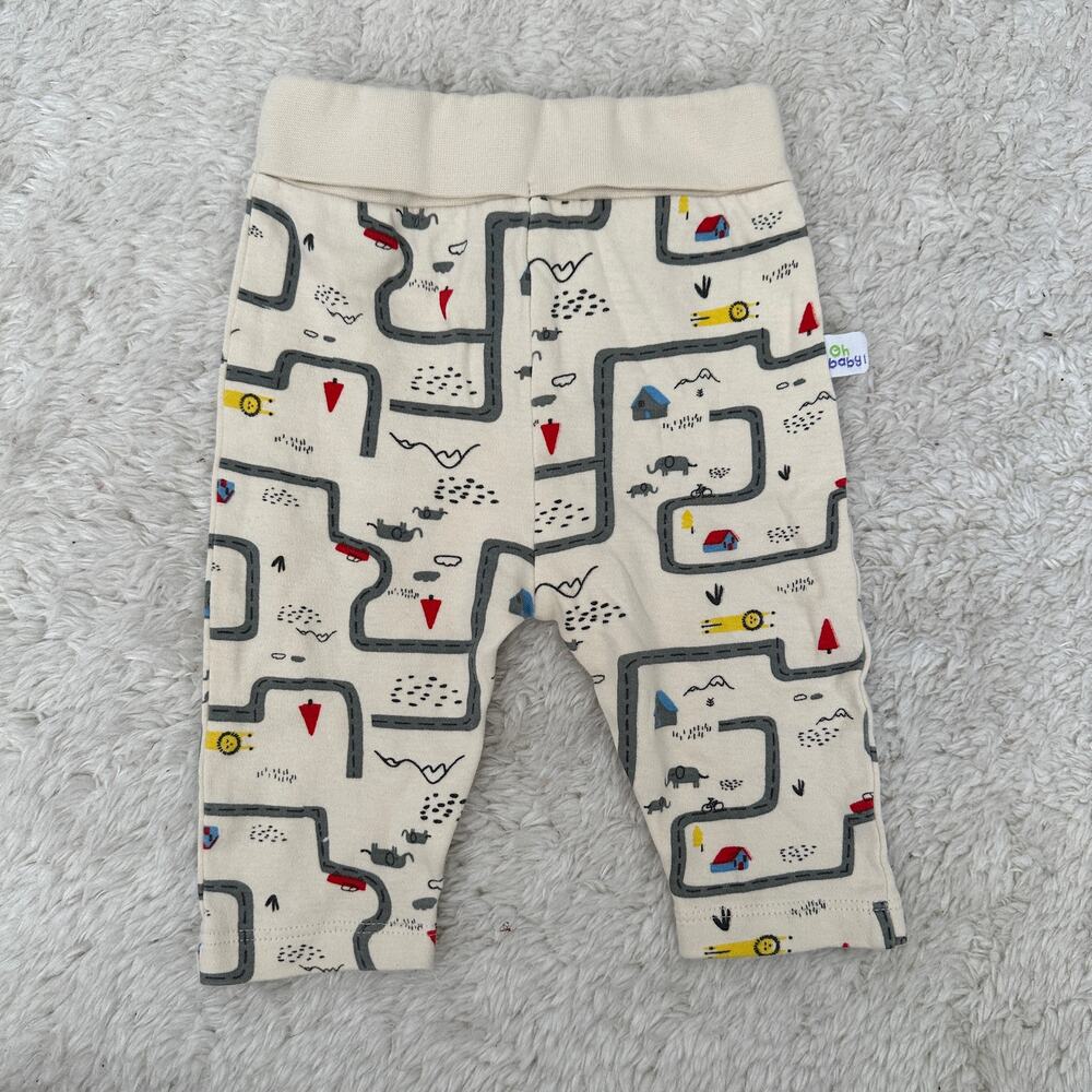 Oh Baby Leggings Baby Boy Girl 3-6 Months Printed Road Animals Mountains